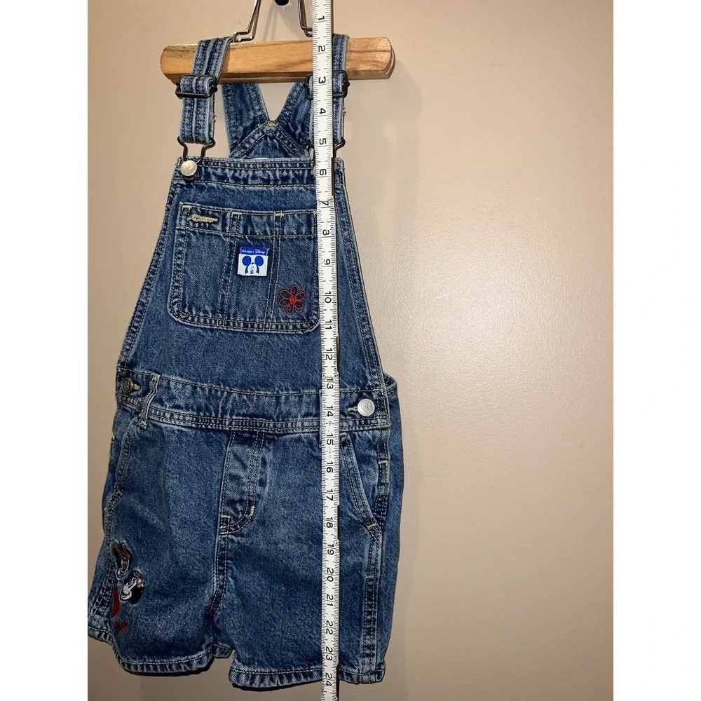 Disney Mickey Minnie Mouse Denim Bib Overalls Shortalls Y2k Size 5 Embroidered